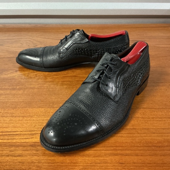 Galezio Torresi Men Black Leather Exotic Reptile Print Derby Oxford Size 42EU main image 14